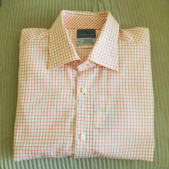 COPY - 🛍️ Host Pick 🛍️ NWT, Thomas Dean Orange Checkered Long Sleeve Shirt Size… - Picture 2 of 12